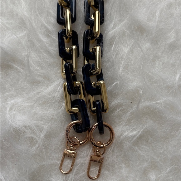 New Navy and Gold Acrylic Crossbody Chunky Chain Bag Strap Replacement - Picture 5 of 6
